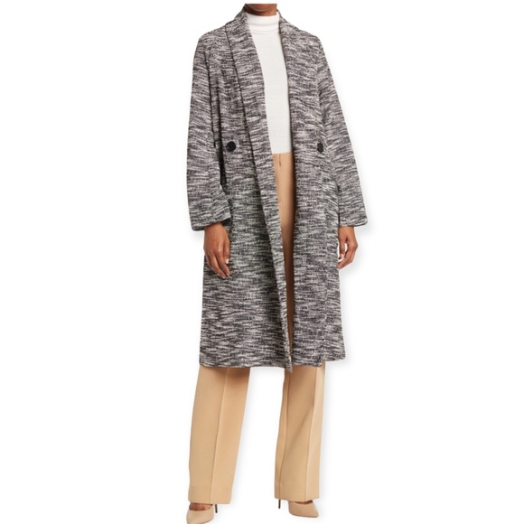 MAX STUDIO Black and White Knit Tweed Double Breasted Jacket M NWT - Picture 2 of 16